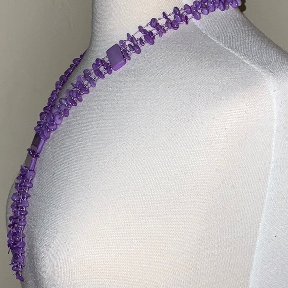 Artisan Made Y Style Multi Strand Dyed Purple Shell Necklace Toggle Close - Picture 7 of 13